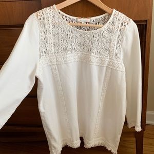 Anthro Erin + Ali Lace & Fringe Top
